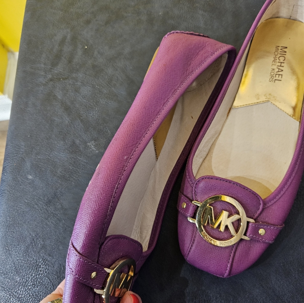 Michael Kors Purple Leather MK Logo Ballet Flats - Picture 9 of 9
